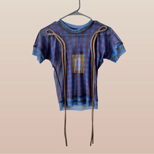 Ottolinger NWT Blue Gingham Mesh Top in M